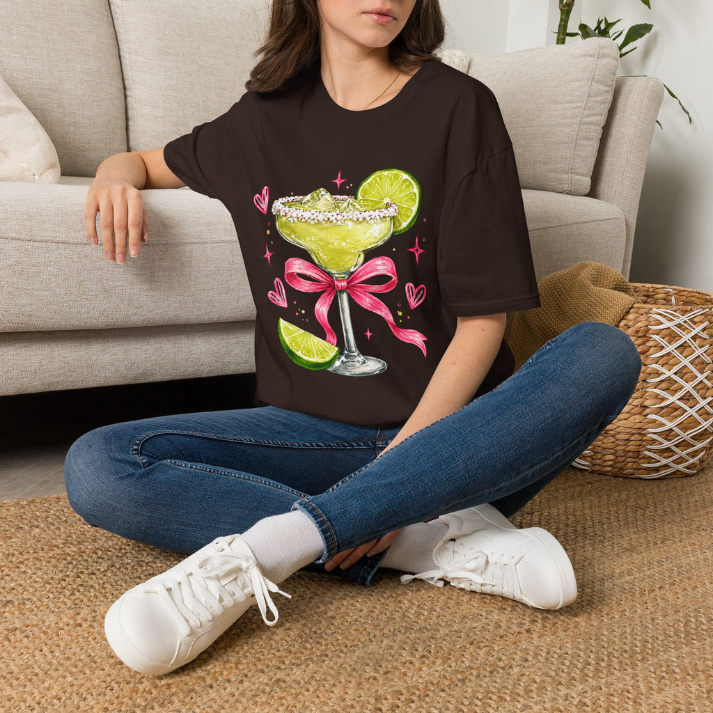 Margarita Cocktail Tee — Cute Lime Drawn Margarita with Ribbon