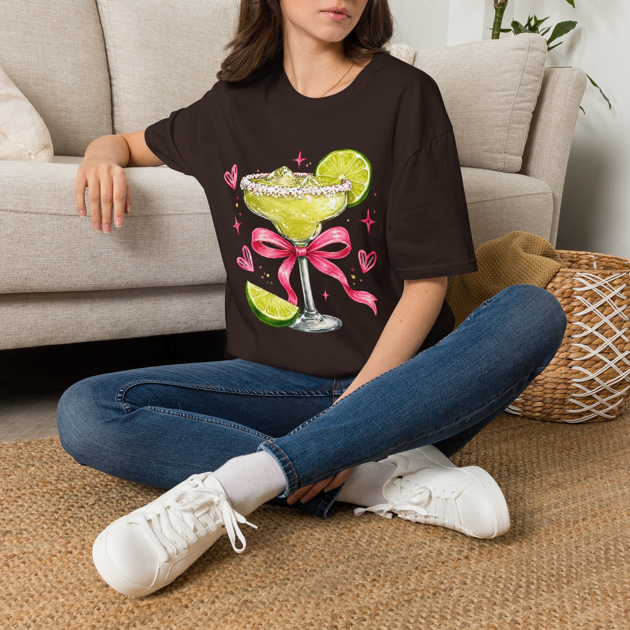 Margarita Cocktail Tee — Cute Lime Drawn Margarita with Ribbon