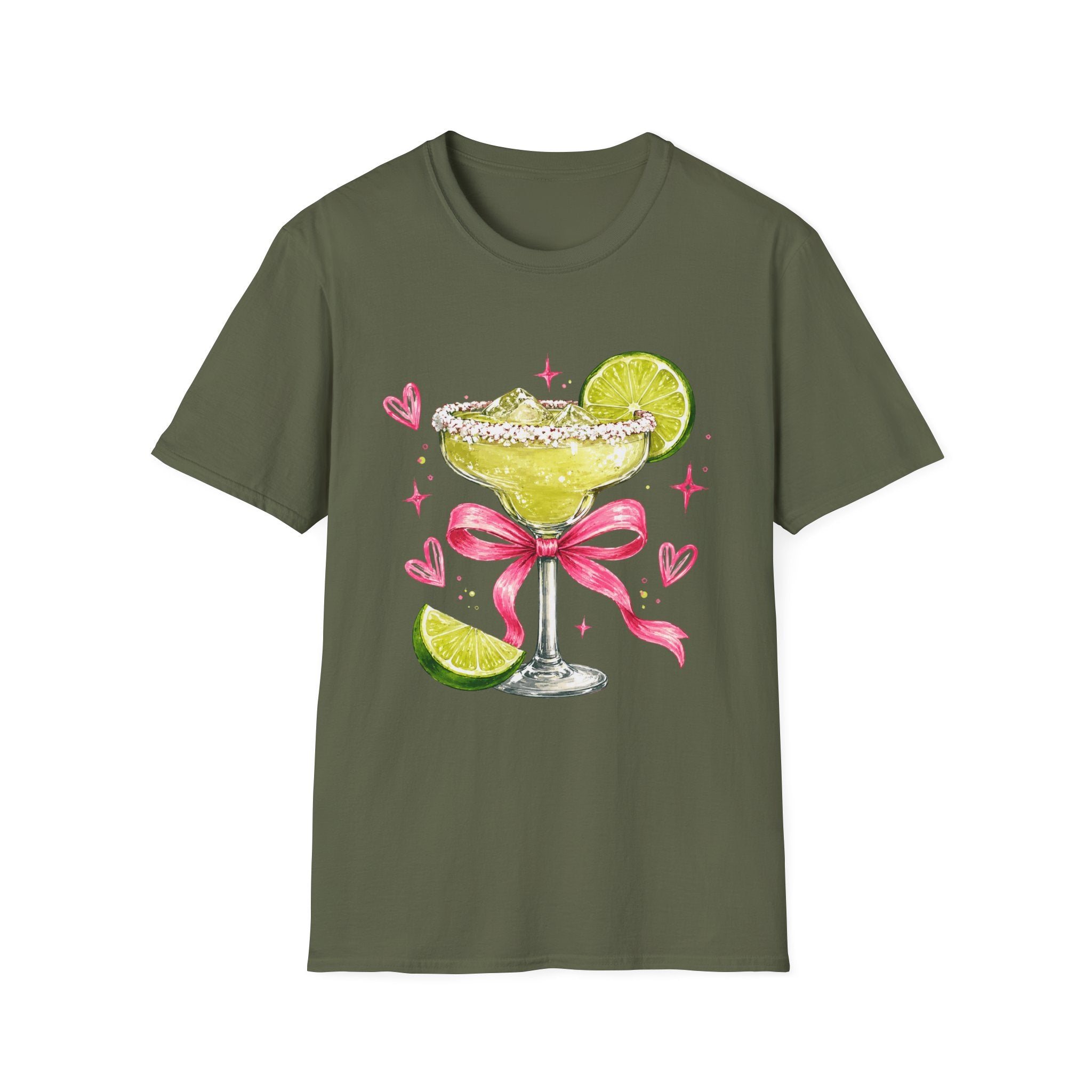 Margarita Cocktail Tee — Cute Lime Drawn Margarita with Ribbon