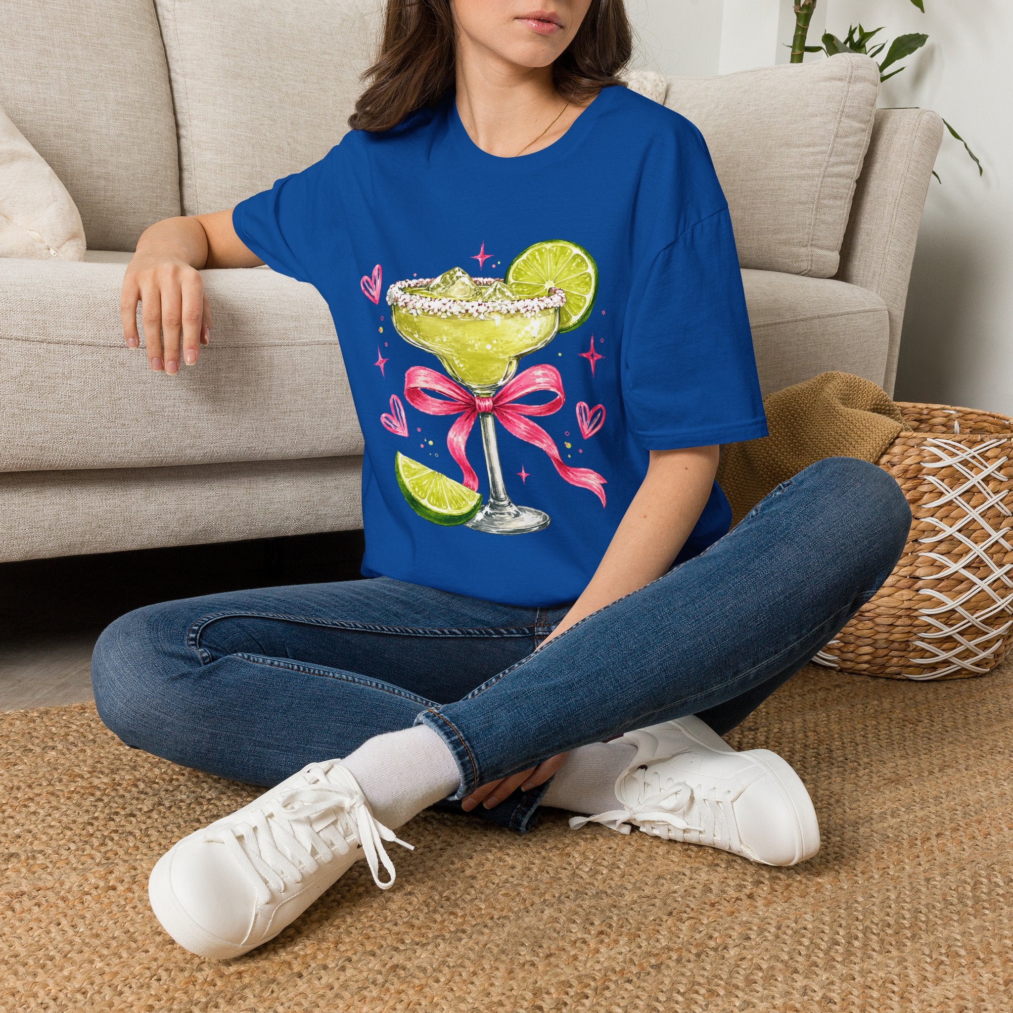 Margarita Cocktail Tee — Cute Lime Drawn Margarita with Ribbon