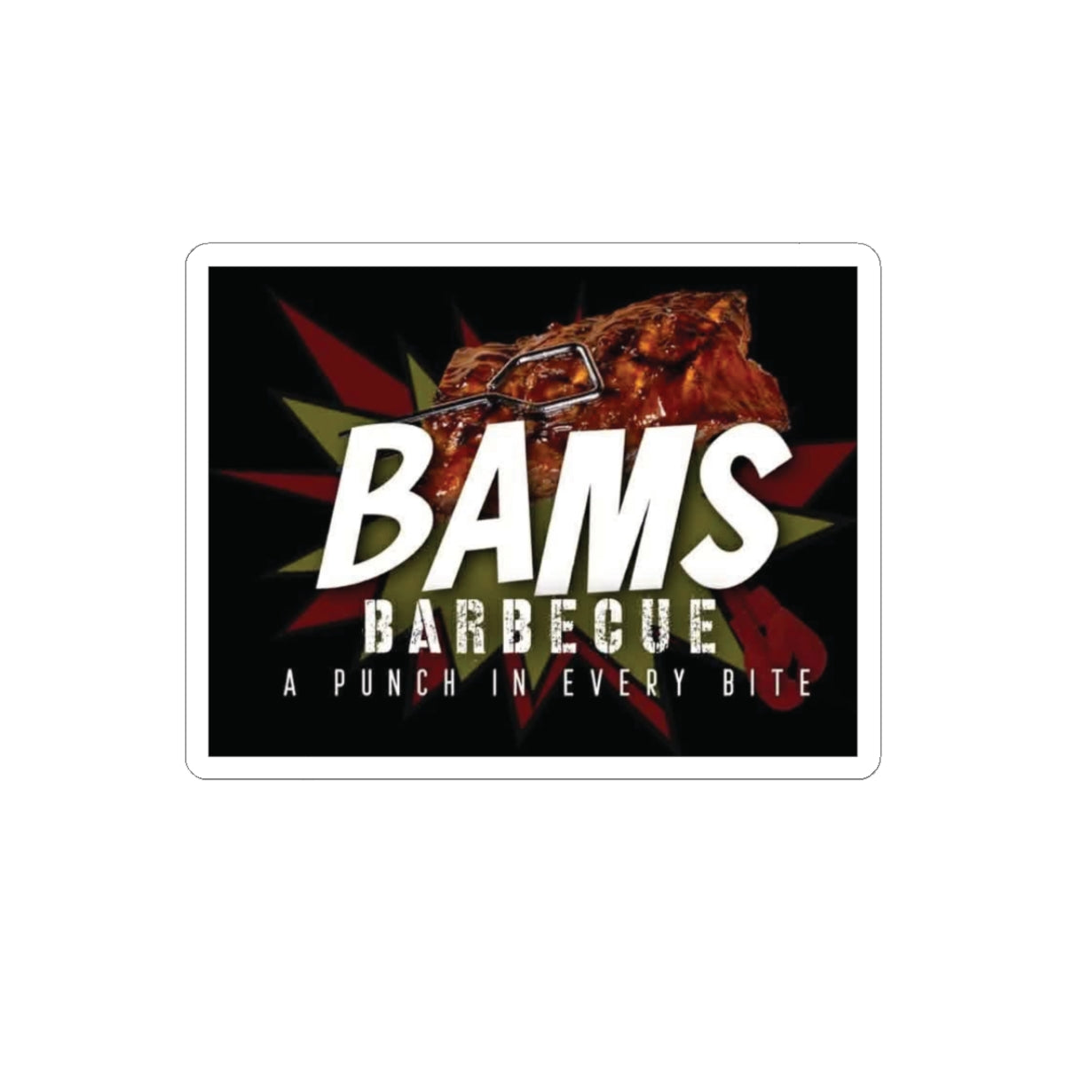 BAMS Barbecue Sticker — "A Punch In Every Bite" BBQ Logo Decal
