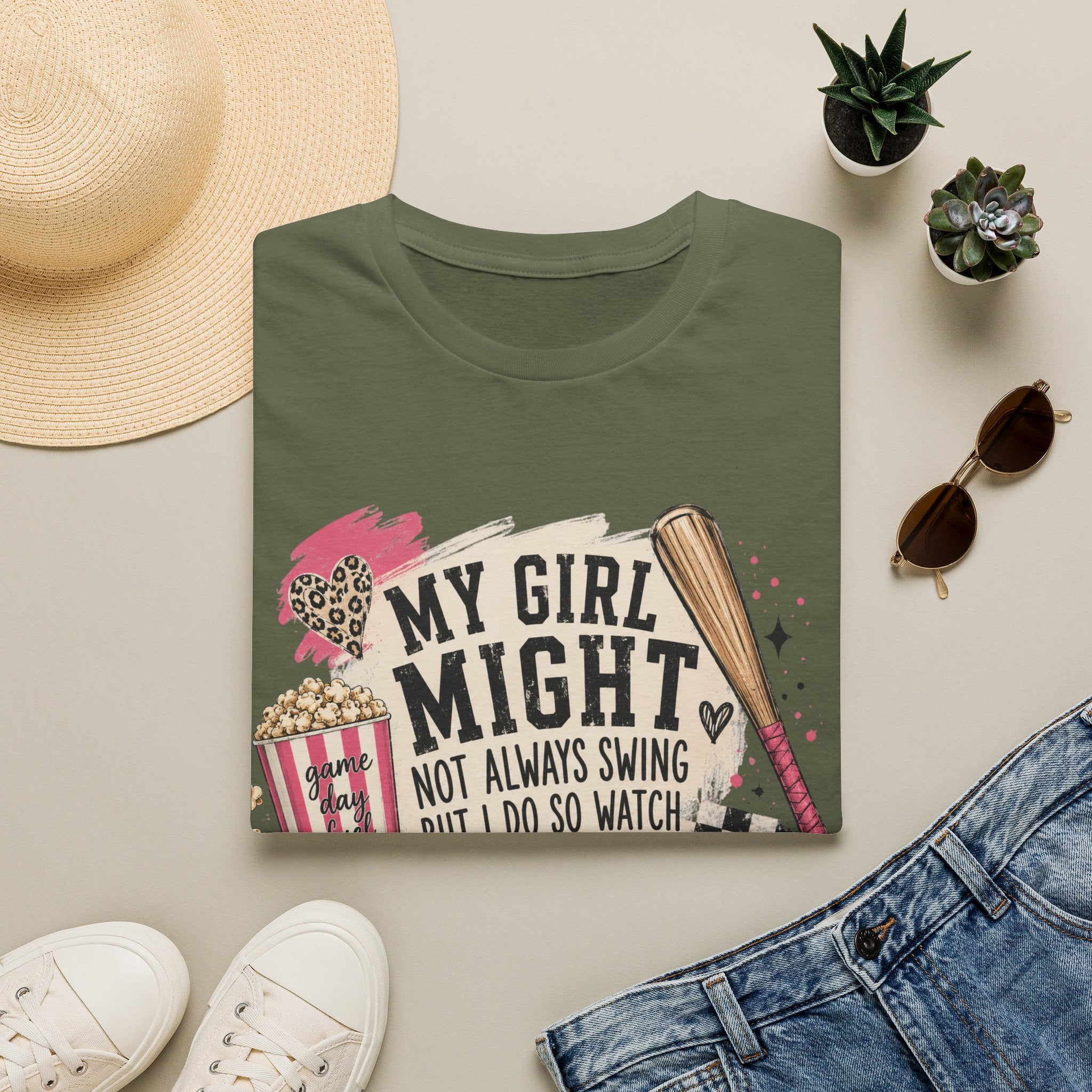 Softball Mom T-Shirt — "My Girl Might Not Always Swing But I Do So Watch Your Mouth"