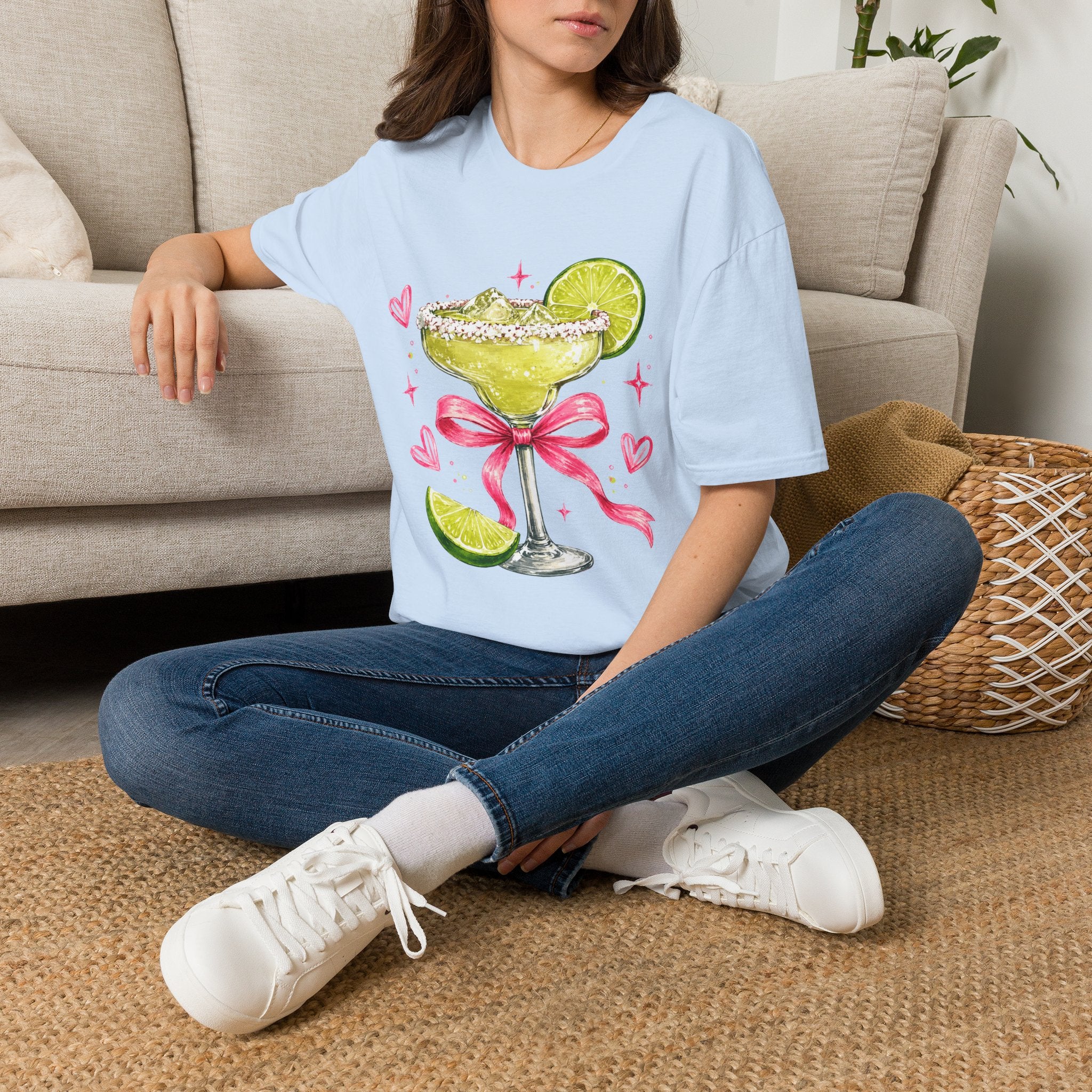 Margarita Cocktail Tee — Cute Lime Drawn Margarita with Ribbon