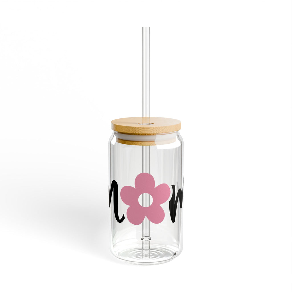 Mom Flower Glass Can Tumbler – 16oz