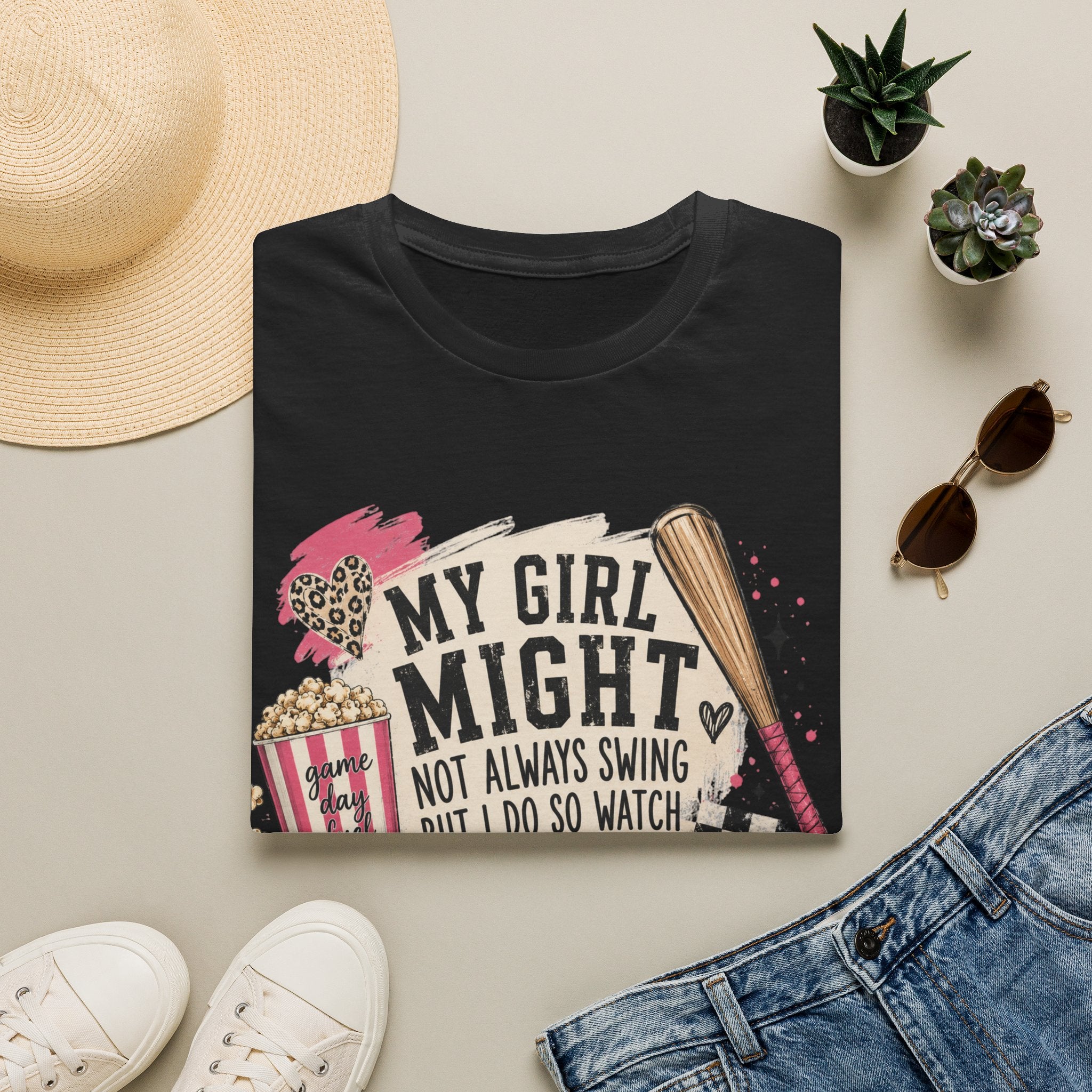 Softball Mom T-Shirt — "My Girl Might Not Always Swing But I Do So Watch Your Mouth"